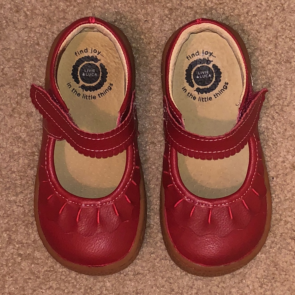 Livie & Luca Red Ruche Mary Jane toddler girls